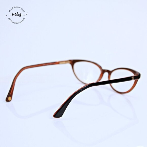 Chanel Cat Eye Vintage Eyeglasses Frame Black Brown Gold 50-17-140 - Picture 6 of 13